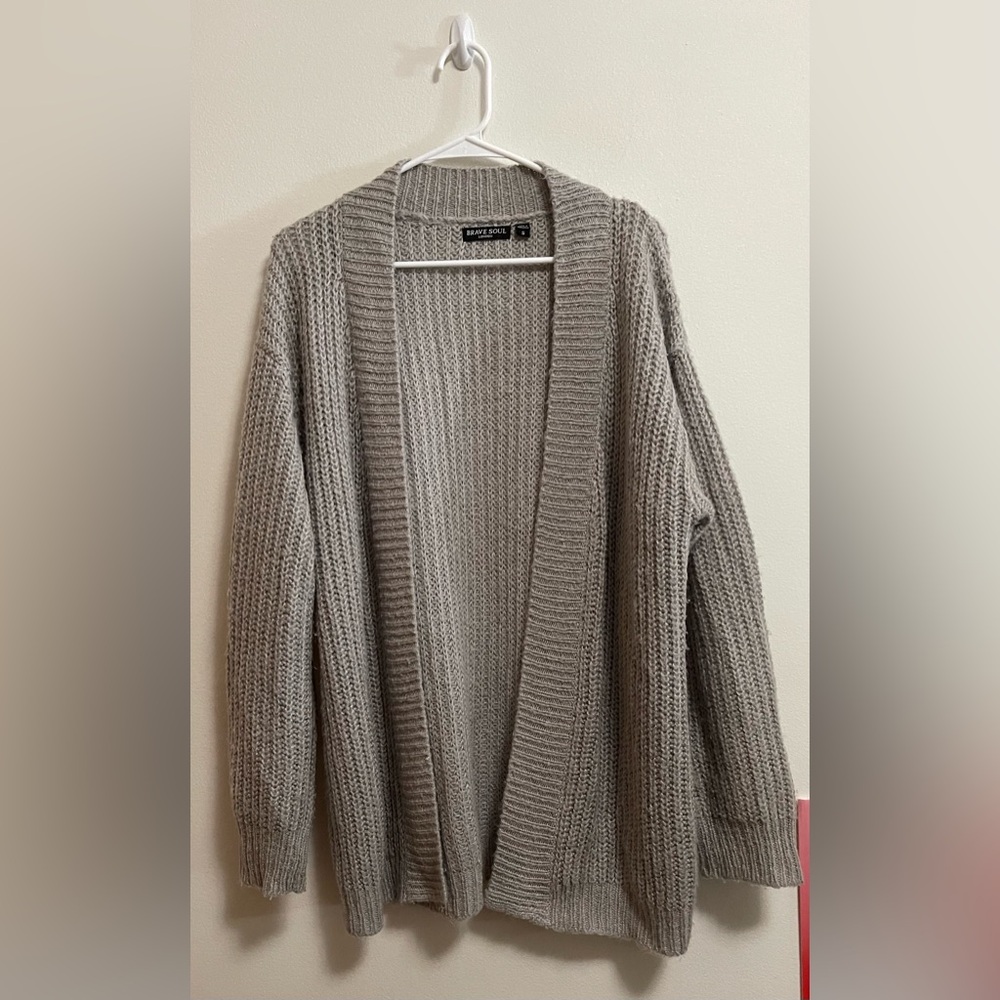 ASOS - Brave Soul London - Women’s Grey Knit Open Front Slouchy Cardigan - SizeS